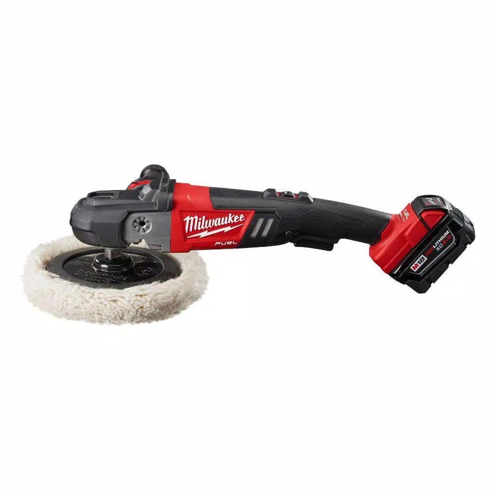 Milwaukee M18 FUEL 7 in. Variable Speed Cordless Polisher Kit with (2) 5.0 Ah Batteries & Charger