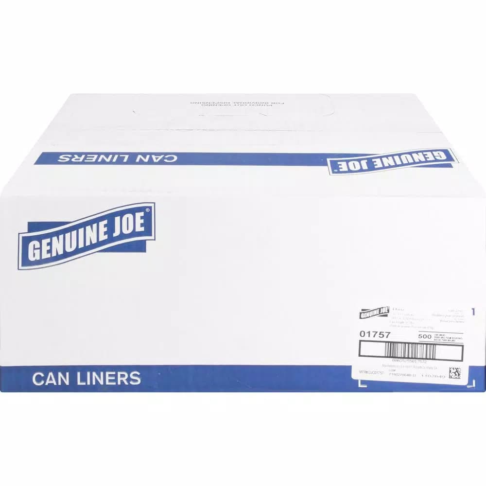 Genuine Joe 33 Gallon High-Density Can Liners, Clear, 500 Count