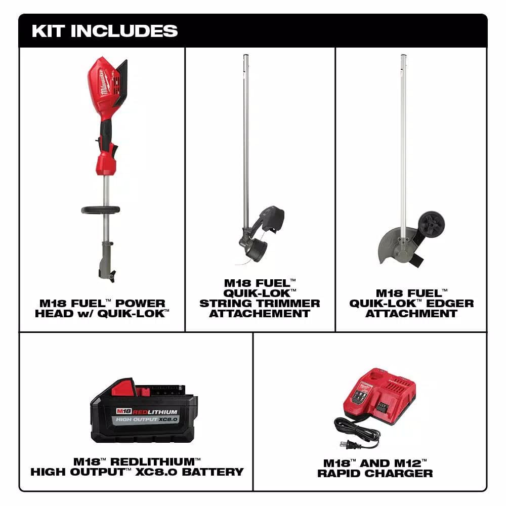 Milwaukee M18 FUEL 18V Brushless Cordless String Trimmer Kit with QUIK-LOK Edger Attachment
