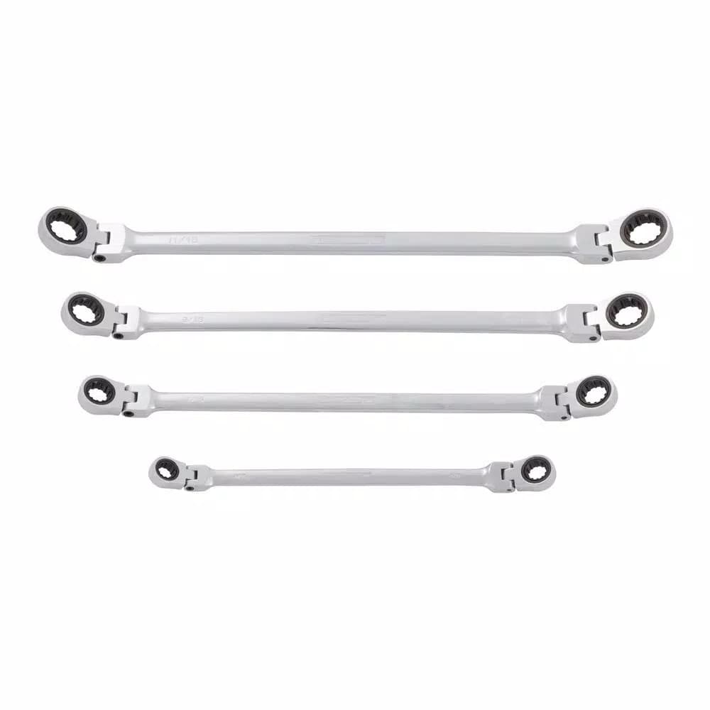 Steelman PRO 96750 SAE Flexible Universal Spline Ratcheting Wrench Set, 4-Piece