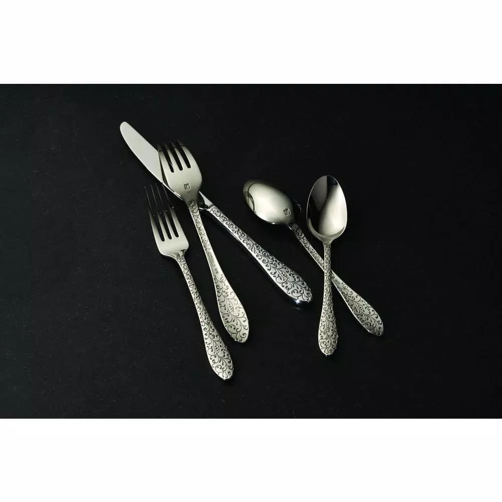 Oneida Ivy Flourish 18/10 Stainless Steel Bouillon Spoons, Paisley Ornate Design, Set of 12