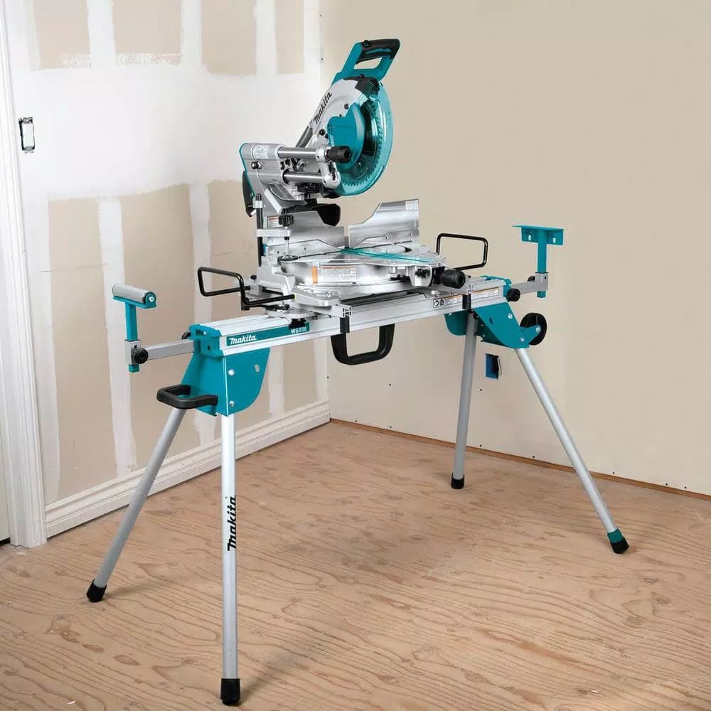 Makita 10 in. 15 Amp Dual-Bevel Sliding Compound Miter Saw with Laser and Folding Stand Kit