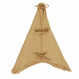 VHC Brands 48 in. Burlap Natural Tan Farmhouse Christmas Tree Skirt with 8-Point Star Design thumbnail 3