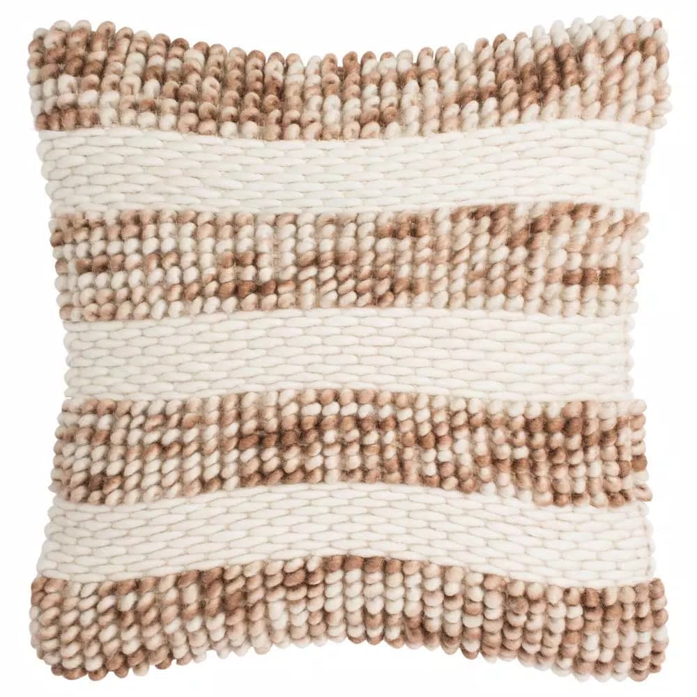 Safavieh Looped & Weaved Striped Throw Pillow, 20 x 20 in., Eggshell Blend