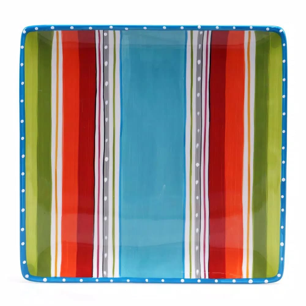 Certified International Mariachi 12.5 in. Square Earthenware Serving Platter, Multi-Colored