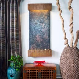 Water Wonders Nojoqui Falls Large Lightweight Slate Wall Fountain with Copper Patina Trim thumbnail 2