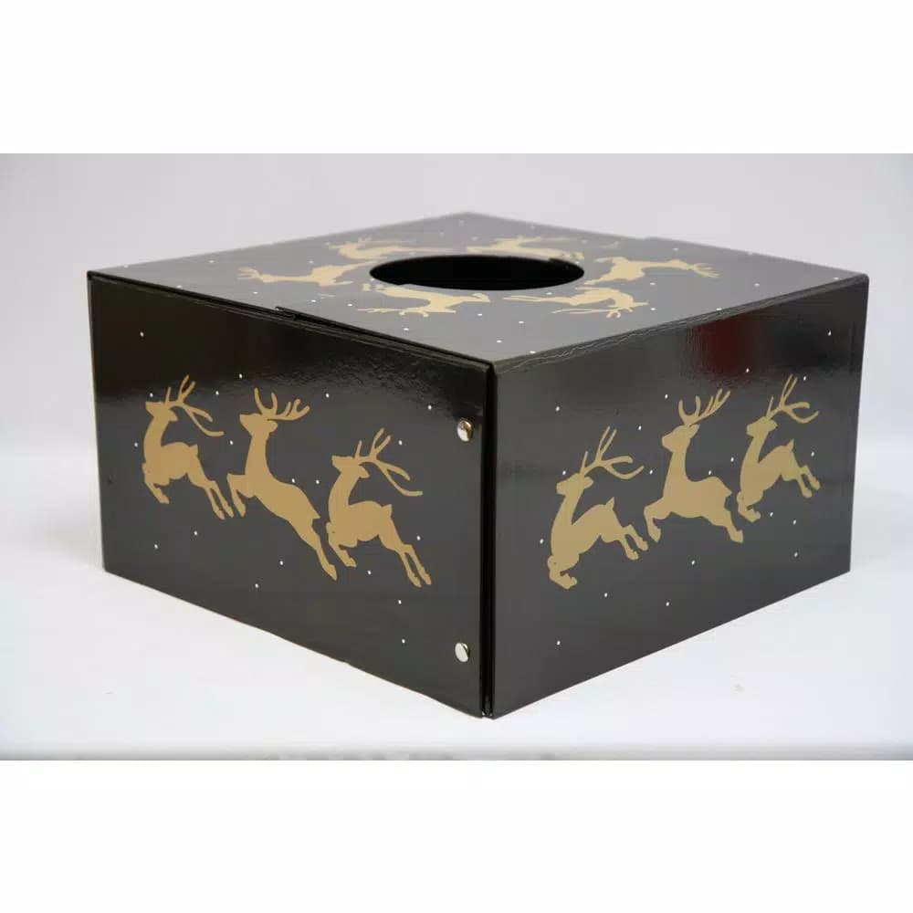 Unbranded 6 in. Reindeer Original Christmas Tree Skirt Box - Decorative Tree Stand Cover