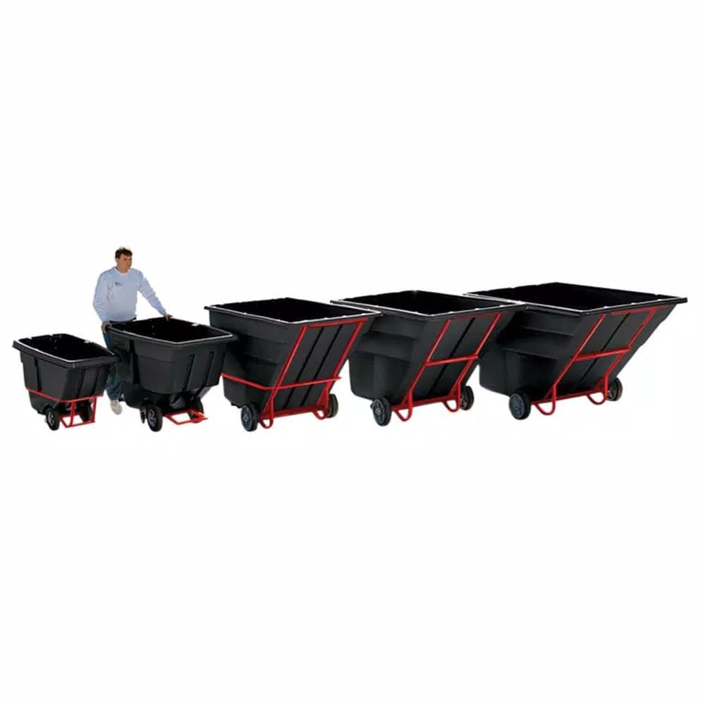 Rubbermaid Commercial Products Rubbermaid Commercial 1/2 cu. yd. Black Tilt Truck Hinged Dome Top Lid