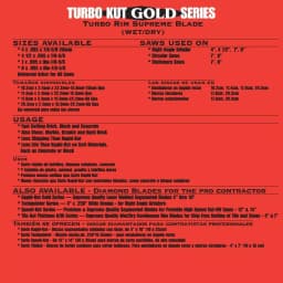 Quasar Turbo Kut Gold 7 in. Turbo Rim Supreme Diamond Blade thumbnail 2