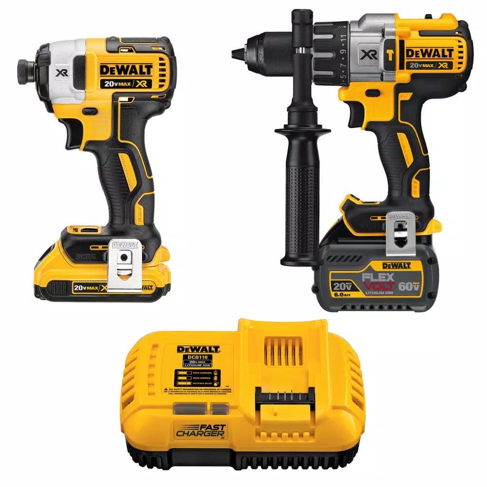 DEWALT 20V MAX Brushless Hammer Drill and Impact Driver Combo Kit with FLEXVOLT 6.0Ah Battery