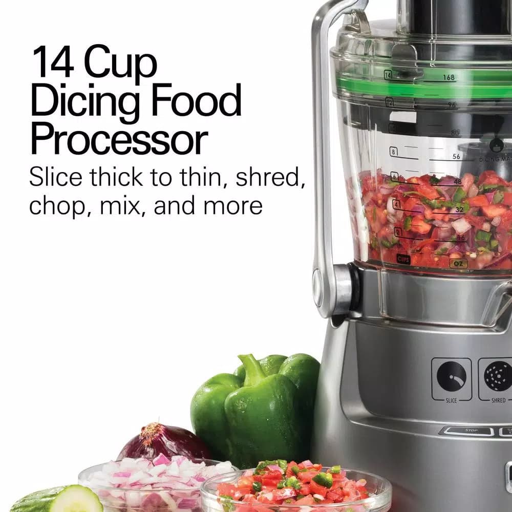 Hamilton Beach Professional 14-Cup Dicing Food Processor, 600W, Grey
