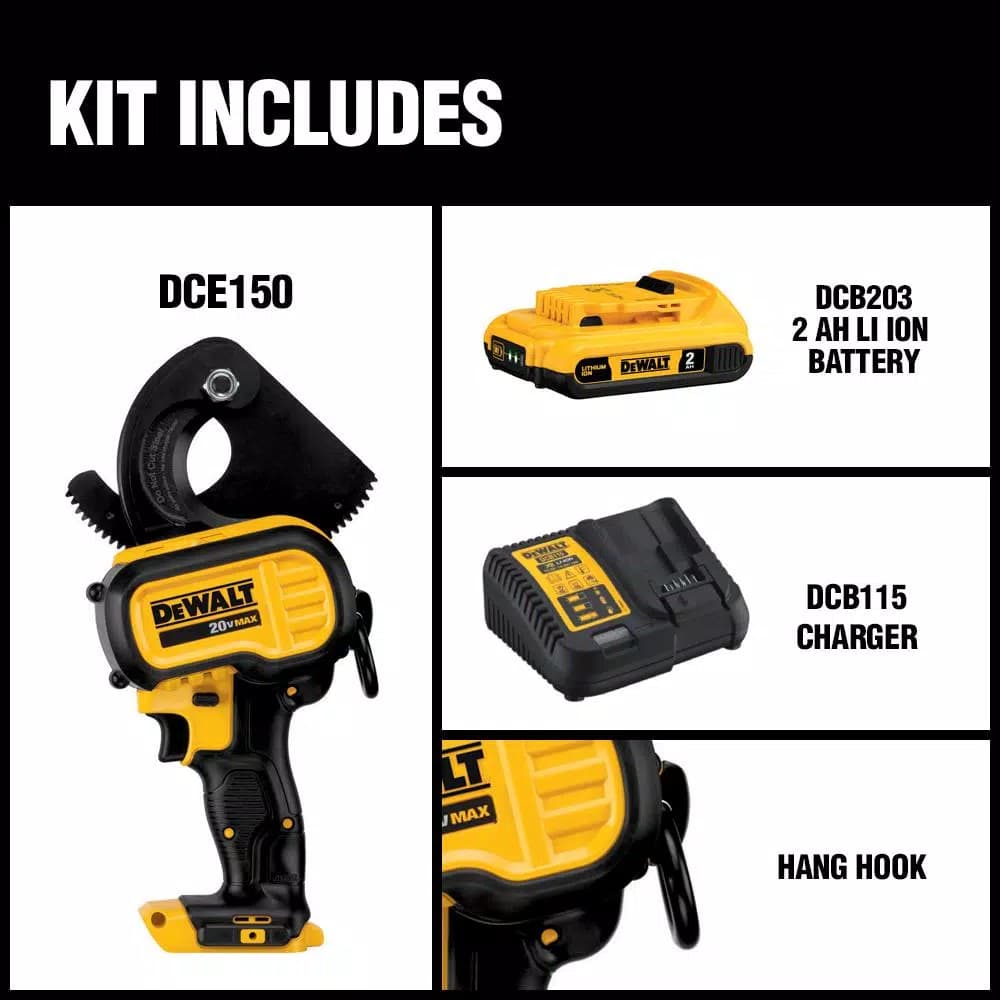 DEWALT 20V MAX Cordless Cable Cutting Tool Kit with 2.0Ah Battery and Charger