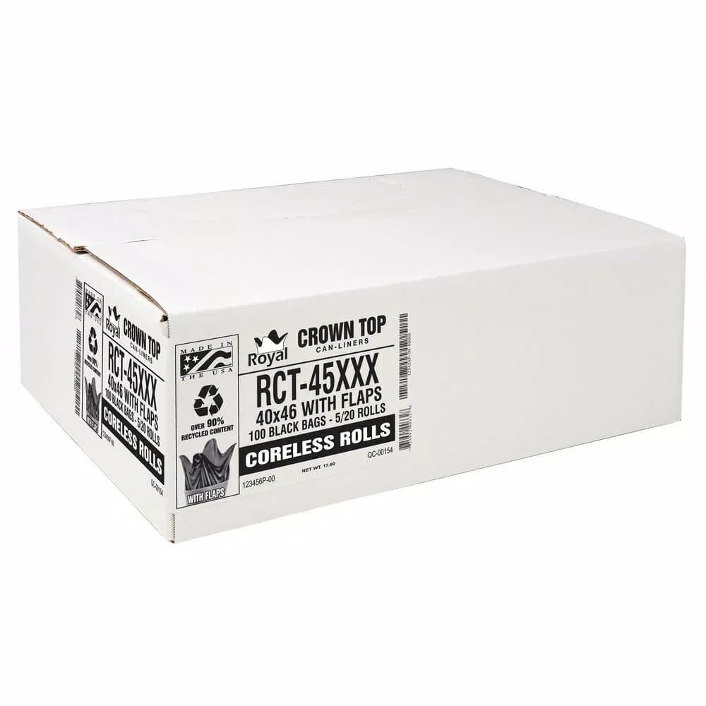 Unbranded 45 Gallon Black Low Density EZ Tie Closure Trash Bags, 1.5 Mil, 100-Count