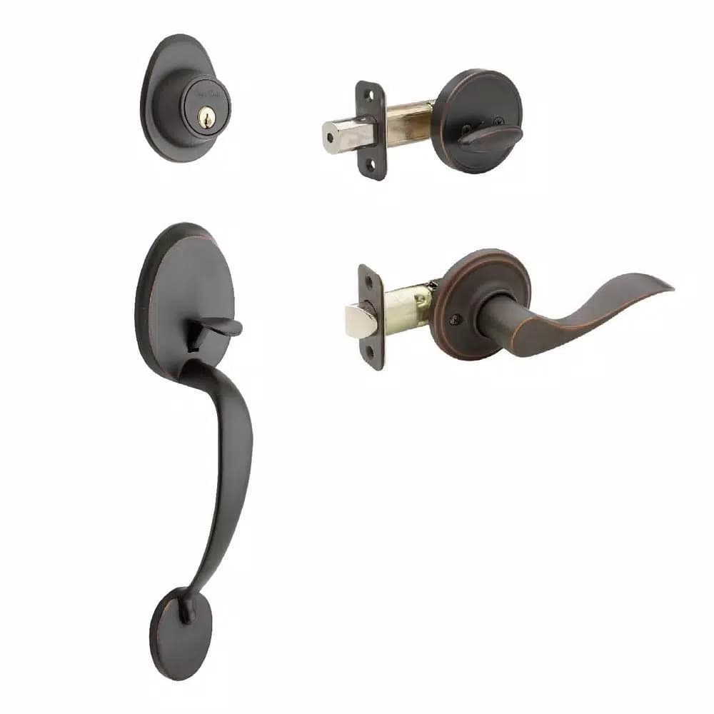 Copper Creek Colonial Handleset with Waverlie Lever Trim in Tuscan Bronze
