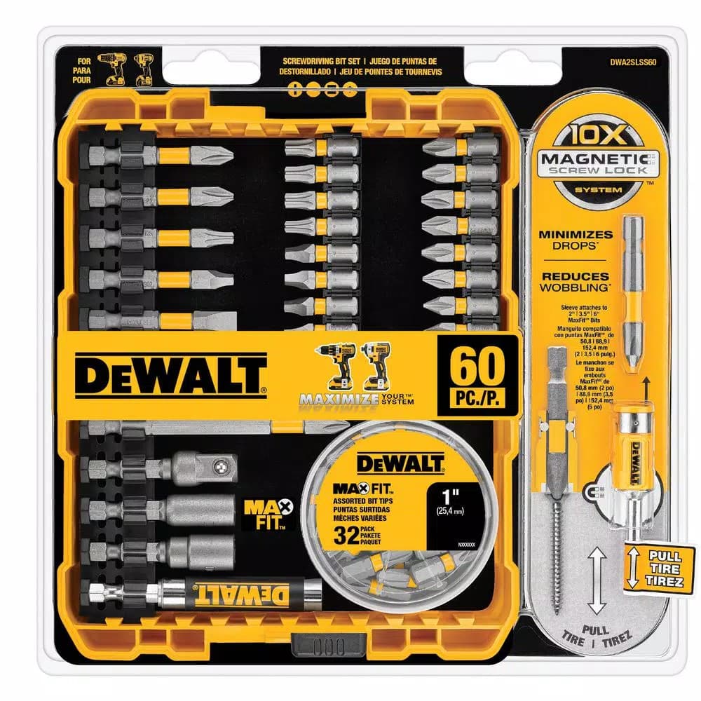 DEWALT MAXFIT High Speed Steel Screwdriving Bit Set, 60-Piece Impact Rated