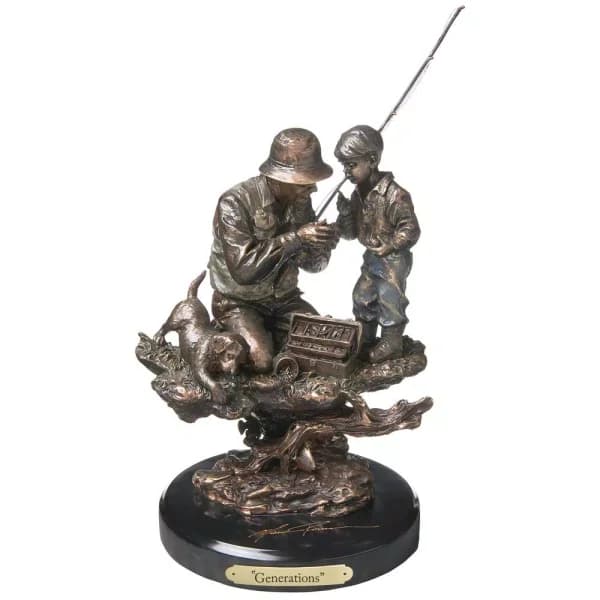 Big Sky Carvers Generations Fishing Sculpture - Montana Bronze Hand-Crafted Statuary