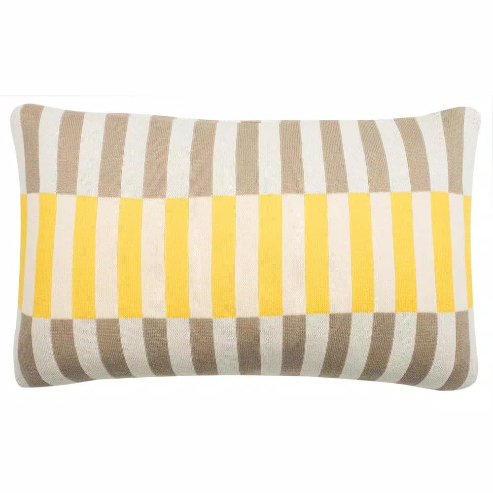 Safavieh Multi-Blocks 12 in. x 20 in. Stone Yellow Natural Striped Throw Pillow