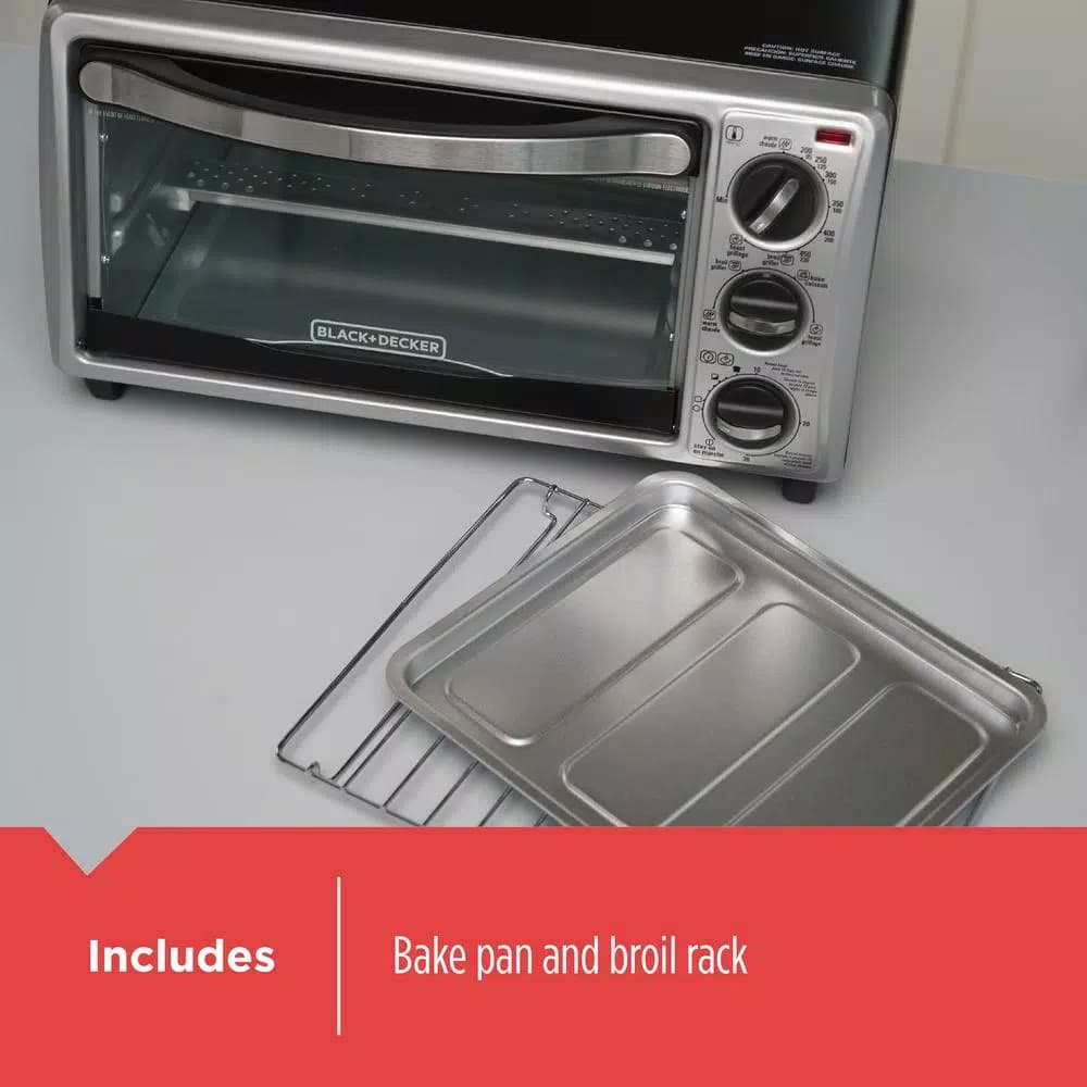 BLACK+DECKER 4-Slice Stainless Steel Toaster Oven with EvenToast Technology
