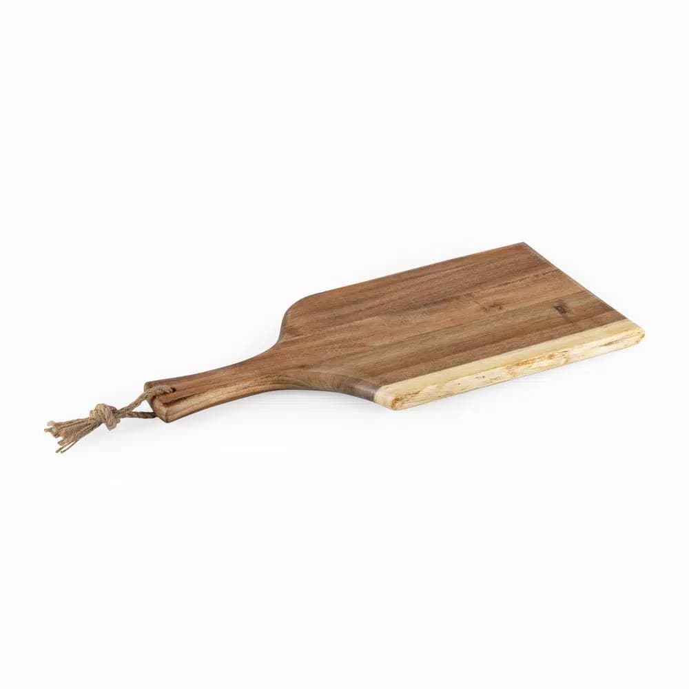Picnic Time Artisan 18 in. Acacia Wood Serving Board with Live Edge and Hemp Rope Handle