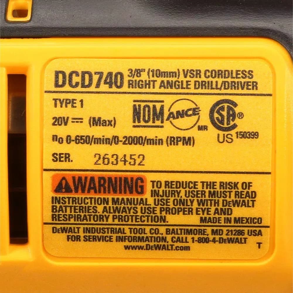 DEWALT 20V MAX Cordless 3/8 in. Right Angle Drill/Driver Kit with 1.3Ah Battery, Charger & Bag