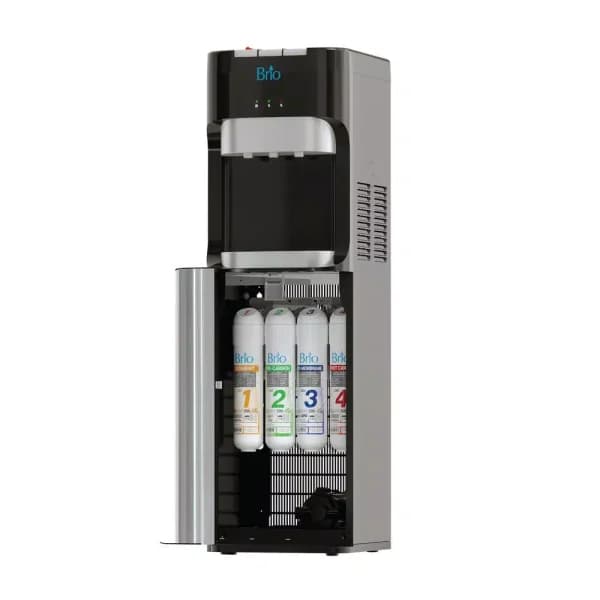 Brio Essential Series Bottleless Water Cooler, Tri-Temp Reverse Osmosis Filtration, Black & Stainless Steel