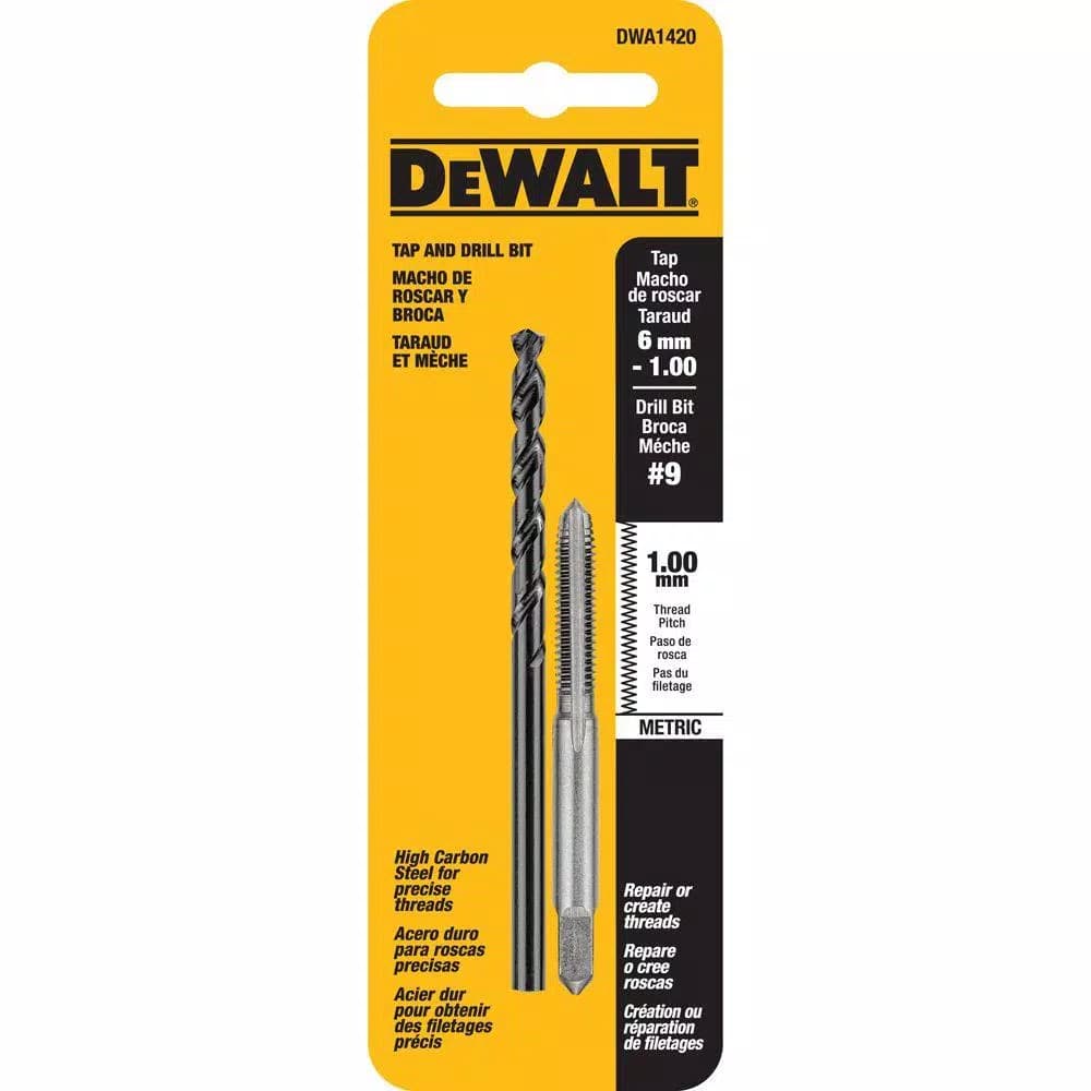 DEWALT DWA1420 #9 Drill Bit and 6 mm x 1.0 NC Tap Set