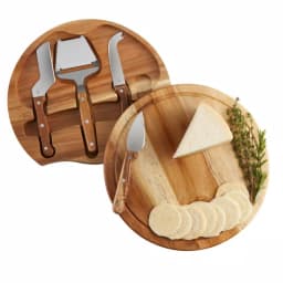 TOSCANA Acacia Circo Round Cheese Board and 4-Piece Stainless Steel Tool Set thumbnail 5