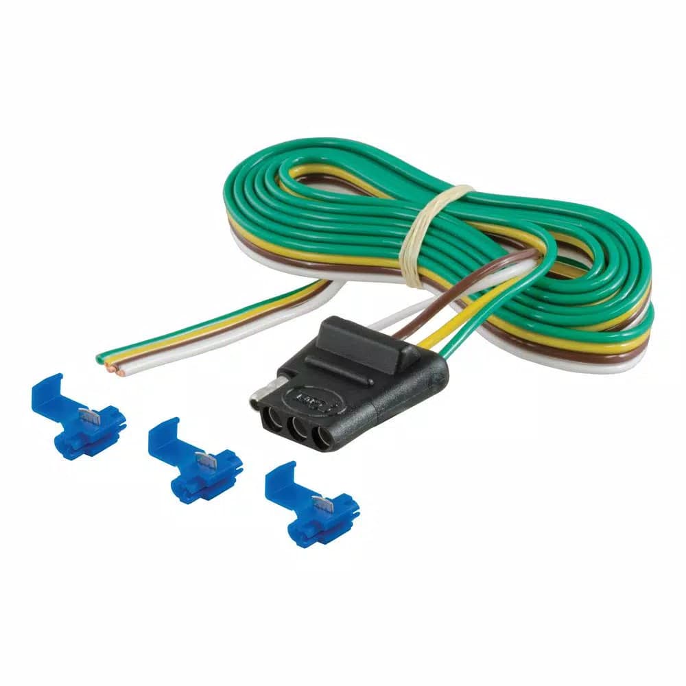 CURT 4-Way Flat Trailer Connector Socket with 60" Wires and Installation Hardware