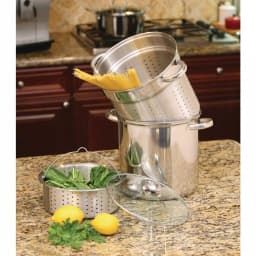 ExcelSteel 12 Qt. Professional 18/10 Stainless Steel 4-Piece Multi-Cooker Set with Lid thumbnail 6