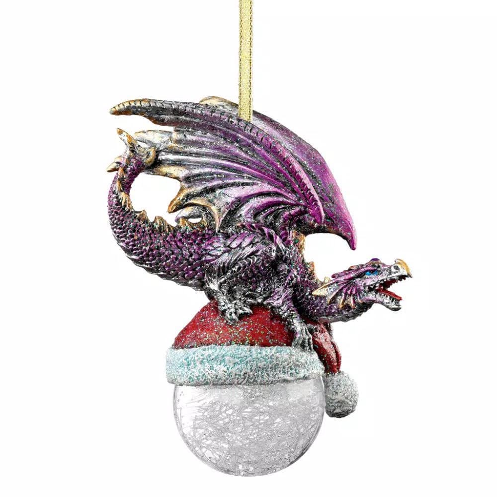 Design Toscano North Pole Dragon Holiday Ornament, Artist Liam Manchester, 6.5 in.