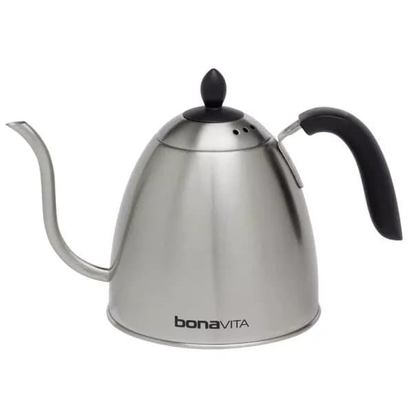 Bonavita 1L Gooseneck Stovetop Kettle, Brushed Stainless Steel for Pour-Over Coffee and Tea