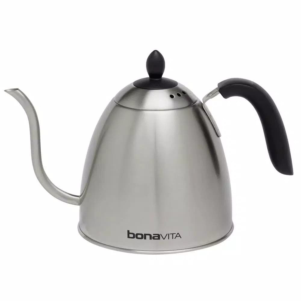 Bonavita 1L Gooseneck Stovetop Kettle, Brushed Stainless Steel for Pour-Over Coffee and Tea