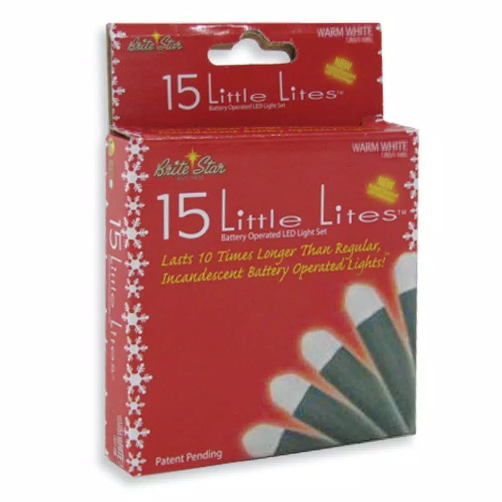 Brite Star Battery Operated 15-Light Warm White LED Micro Mini String Lights (Set of 2)