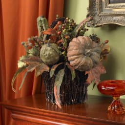 Nearly Natural 15 in. Fall Pumpkin and Berry Artificial Table Arrangement, Rustic Farmhouse Decor thumbnail 4