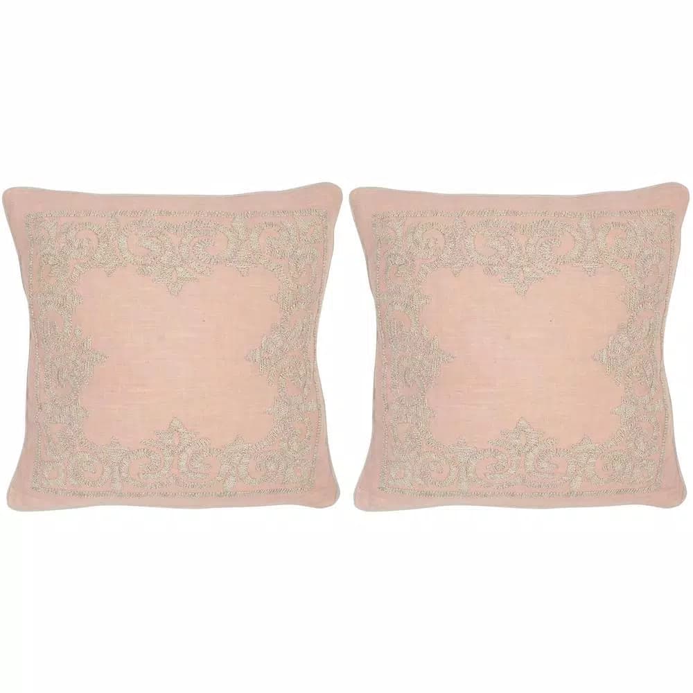 Safavieh Florentine Petal Geometric Embroidered Linen Throw Pillows, Set of 2 (20 in. x 20 in.)