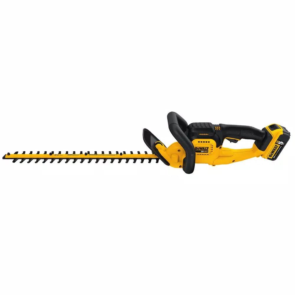 DEWALT 20V MAX Cordless Hedge Trimmer Kit with 5.0 Ah Battery, Charger, and Bonus Handheld Leaf Blower