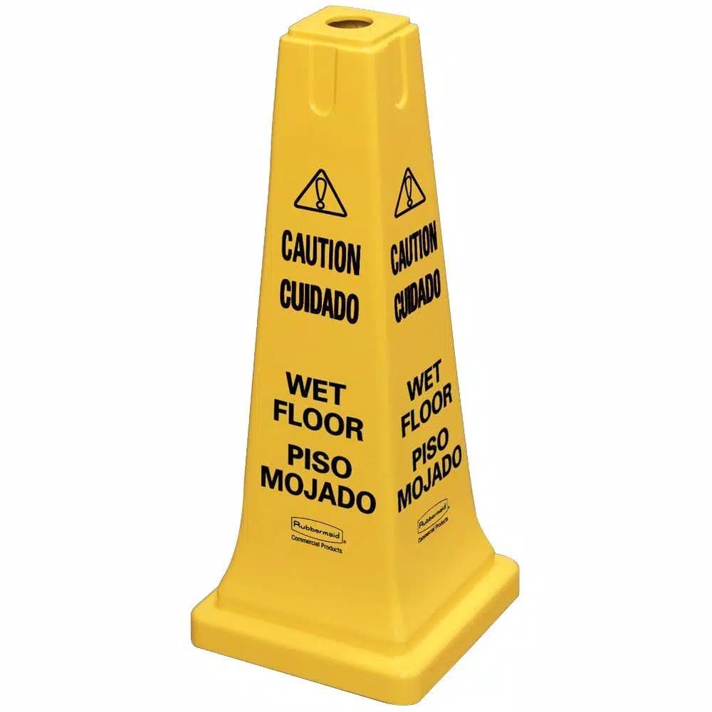 Rubbermaid Commercial Products Rubbermaid Commercial 25 in. Multi-Lingual Caution Wet Floor Safety Cone, Yellow