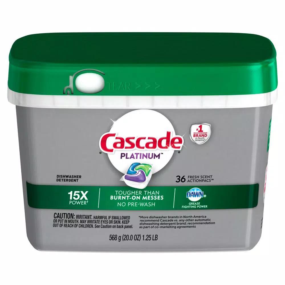 Cascade Platinum ActionPacs Dishwasher Detergent with Dawn, Fresh Scent (2 x 36-Count)