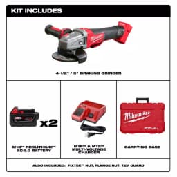 Milwaukee M18 FUEL 4-1/2 in. / 5 in. Braking Cordless Angle Grinder Kit with Two 5.0 Ah Batteries & Charger thumbnail 2