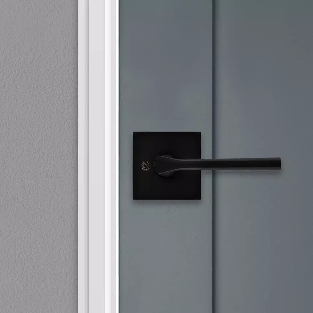 Kwikset Lisbon Square Matte Black Interior Passage Door Lever