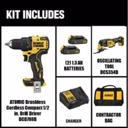 DEWALT 20V MAX ATOMIC Brushless Compact 1/2 in. Drill/Driver & Oscillating Tool Combo Kit thumbnail 2