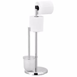 Furinno Urinno Wayar Toilet Paper Holder with Brush Stand, Freestanding Chrome Silver thumbnail 1
