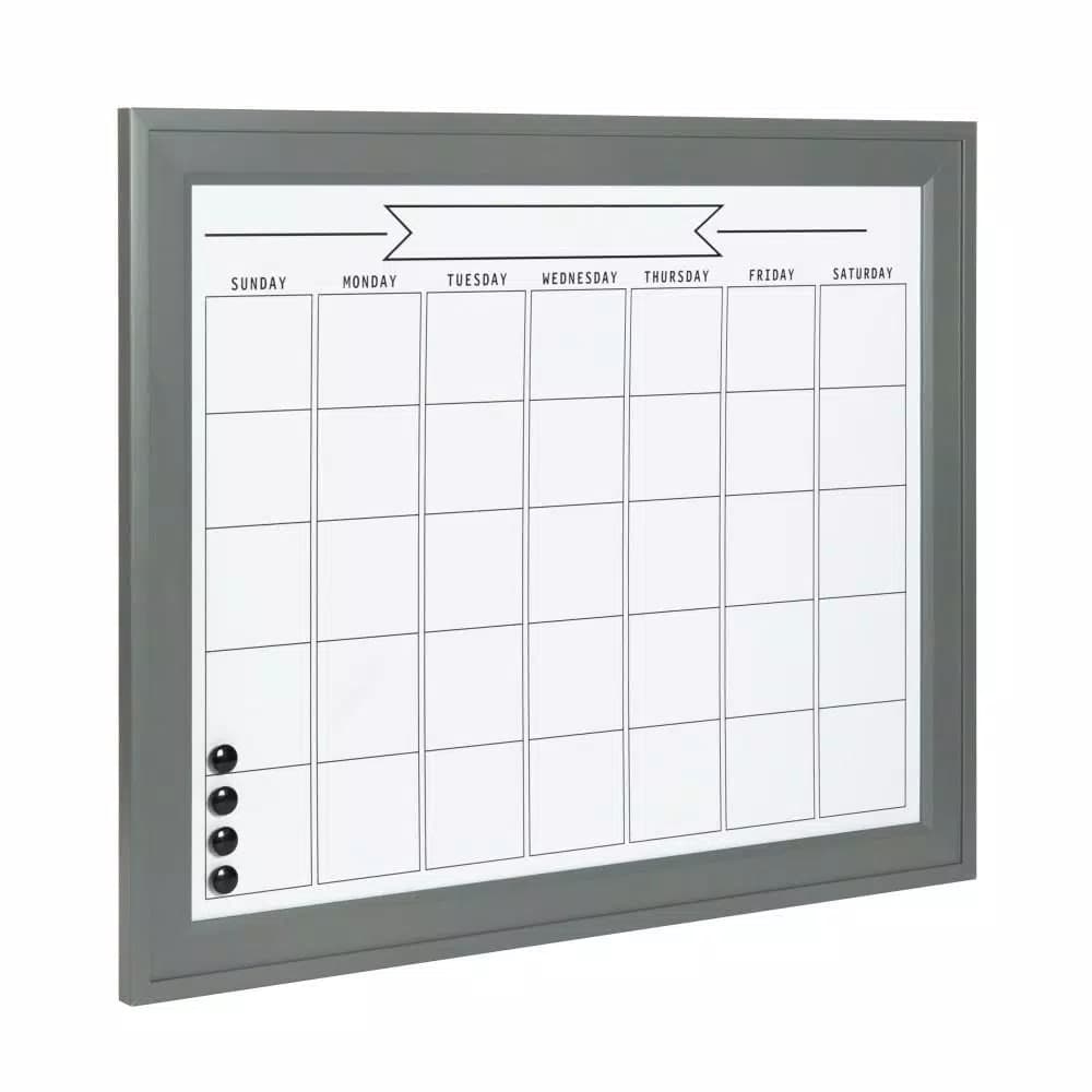 DesignOvation Bosc Monthly Dry Erase Magnetic Calendar Wall Organizer with Frame