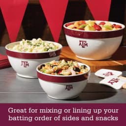 College Kitchen Collection Texas A&M Aggies 3-Piece Nesting Party Bowl Set, Maroon Melamine thumbnail 8