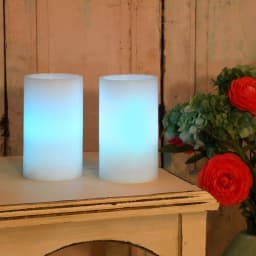 LUMABASE 3 in. Multicolor Remote Control LED Pillar Wax Candles, Set of 2 thumbnail 4