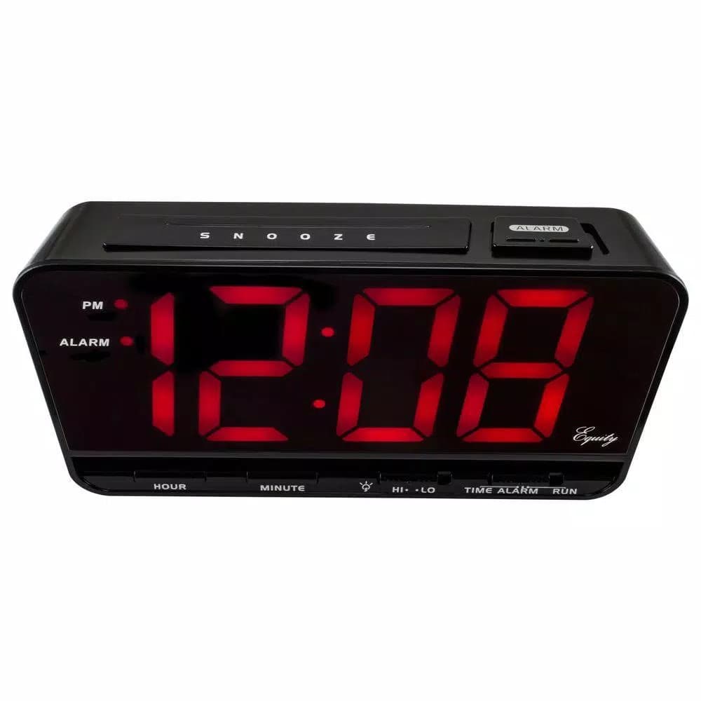 Equity by La Crosse Extra-Large 3 in. Red LED Digital Alarm Table Clock with HI/LO Settings