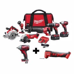 Milwaukee M18 18V Lithium-Ion Cordless 6-Tool Combo Kit with Impact Wrench and Oscillating Multi-Tool thumbnail 1