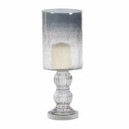 LITTON LANE 16 in. Smoked Black Cylindrical Glass Baluster Candle Holder thumbnail 2