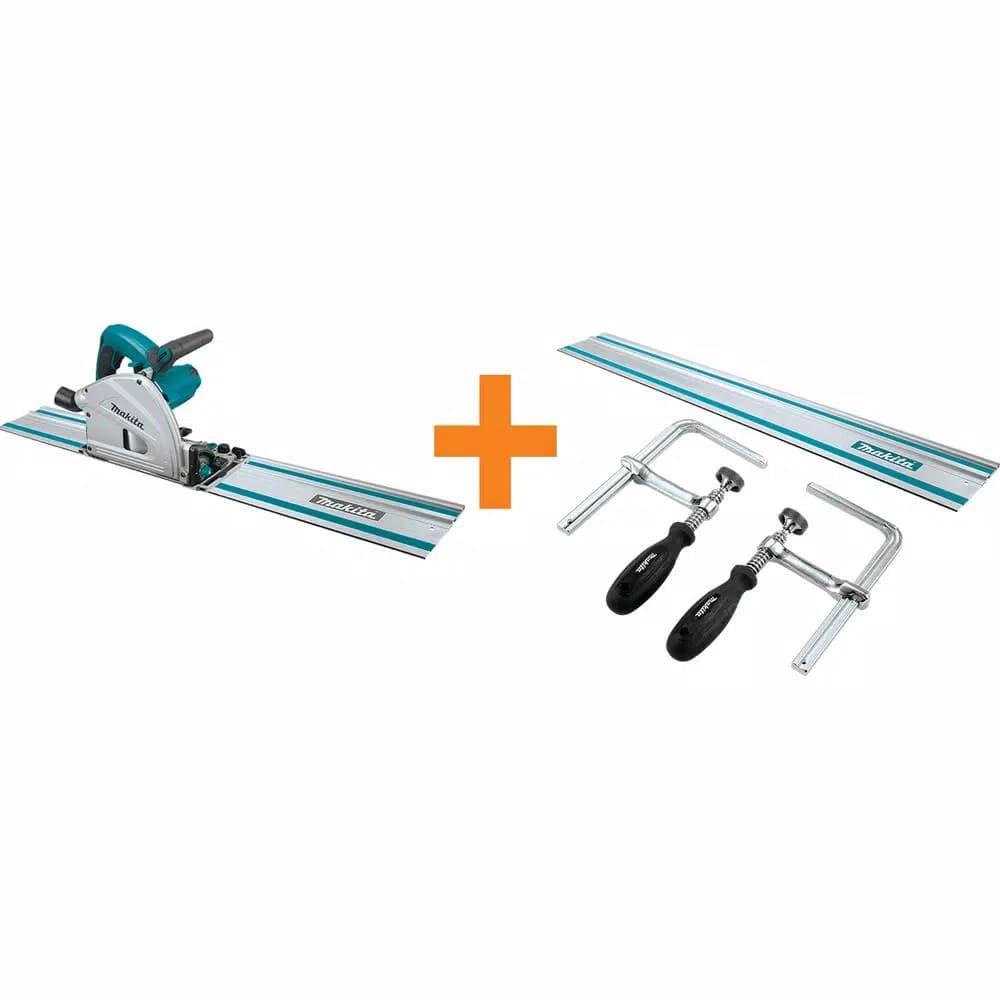 Makita 12 Amp 6-1/2 in. Plunge Circular Saw Bundle with (2) 55 in. Guide Rails and Clamp