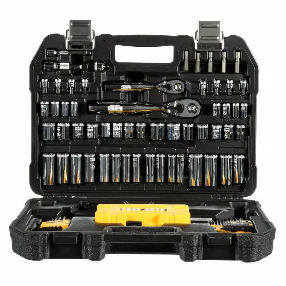 DEWALT 108-Piece 1/4 in. and 3/8 in. Drive Polished Chrome Mechanics Tool Set